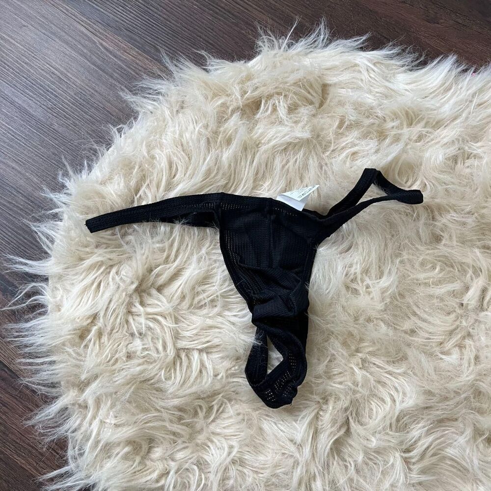 New Black Lace Karen Space Rip Me Off Thong M